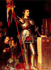 Ingres' original painting of Joan 
showing her in full armor.