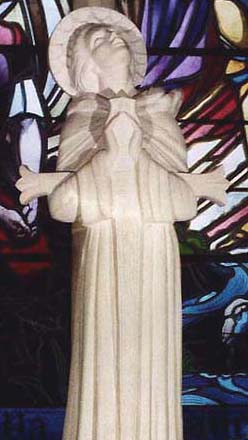 statue of Saint Joan located in the upper church of the Vaucouleurs castle
