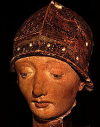 a sculptured head of Saint Maurice